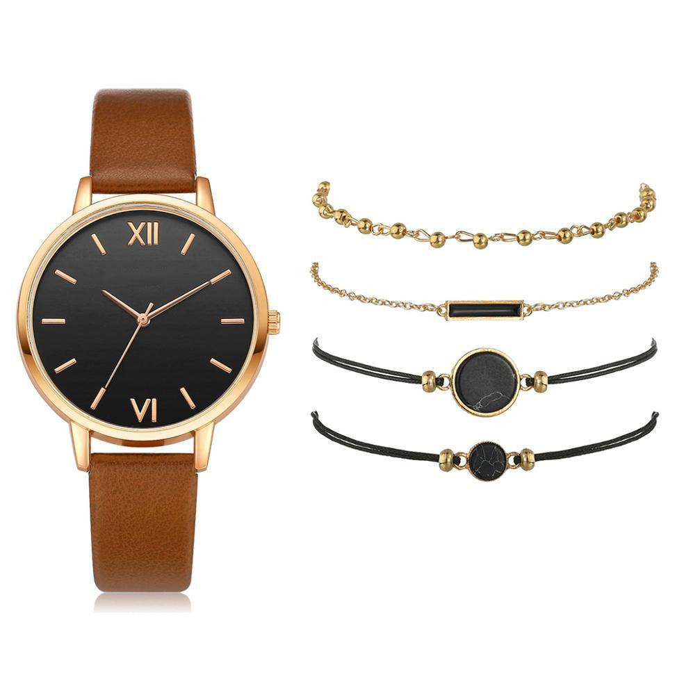 ins new minimalist watch set quartz watch trend pu strap ladies watch strap bracelet set_voghion.com