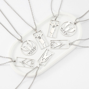 World Cup Ronaldo No.7 Football Titanium Steel Pendant Boys Necklace Hip Hop Street Necklace Souvenir Gift for Boyfriend