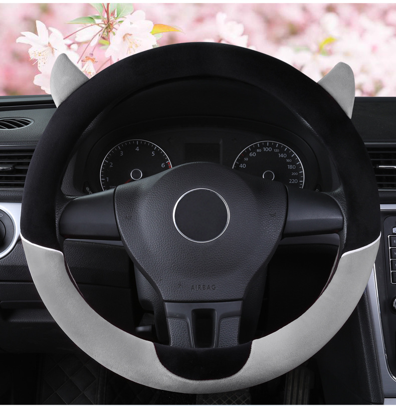 New Cartoon Little Devil Car Steering Wheel Cover Men's and Women's Cute Short Plush Fashion Car Handicap Cover Autumn and Winter