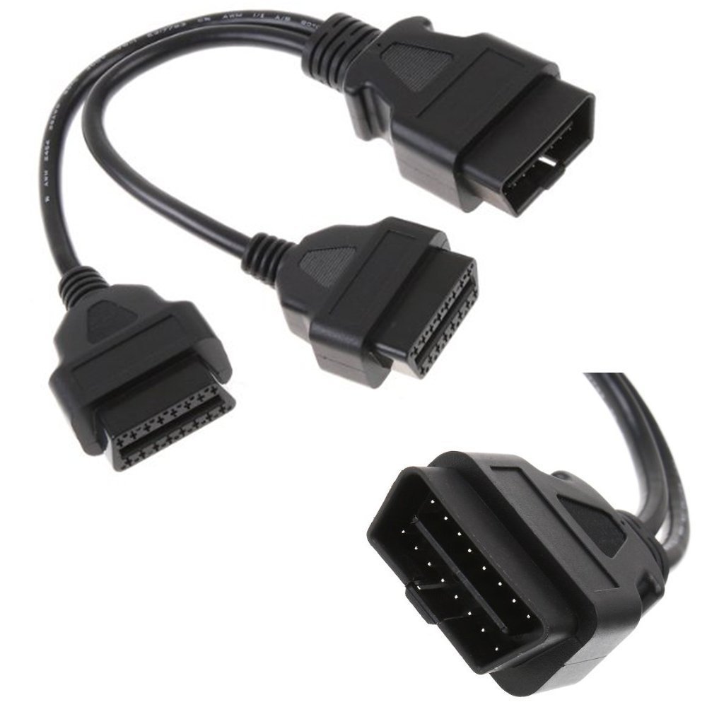OBD诊断线 一分二转换线 车载电脑OBD2延长线