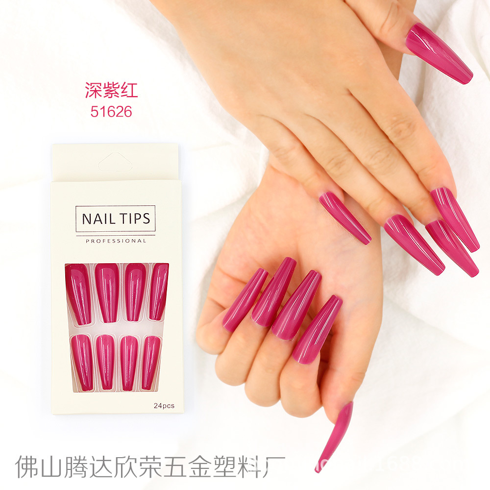 Uñas postizas de ballet coloridas, 24 piezas, largas, desmontables, procesables, al por mayor