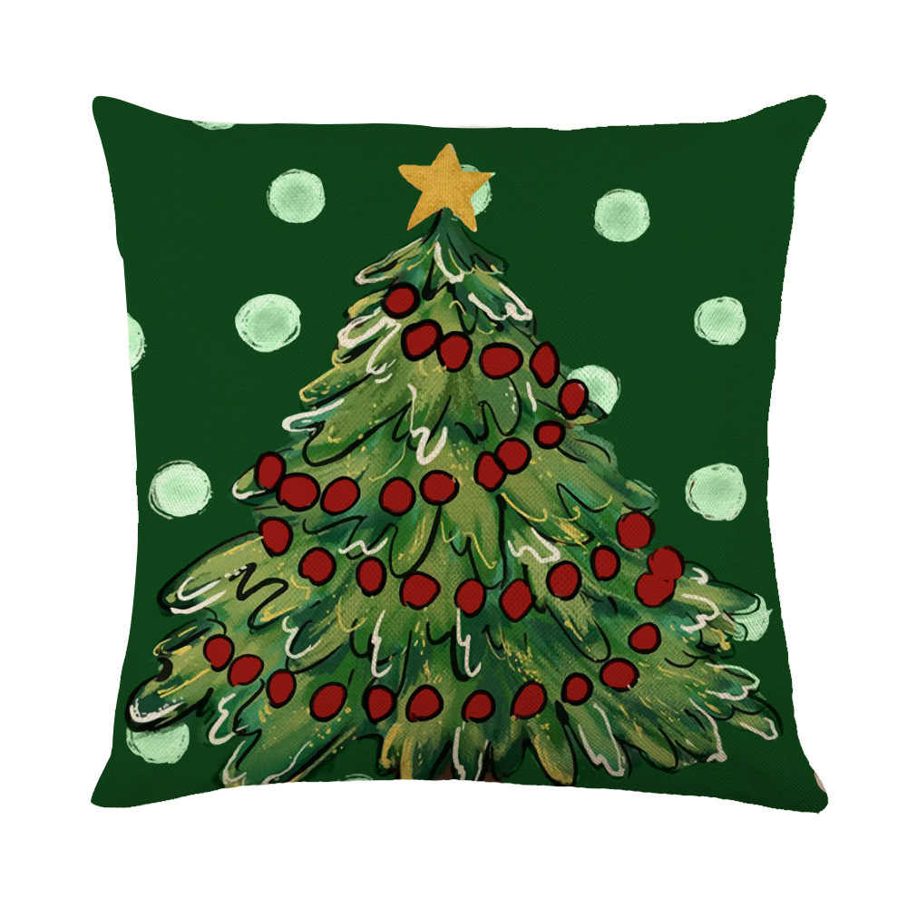 Christmas Decorations Pillow Covers Sofa Square Throw Pillow Cases Stamping Snow - Picture 12 of 40