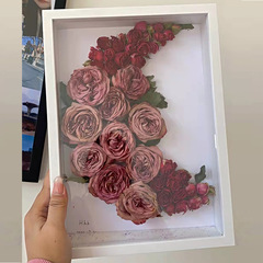 立體中空3厘米手工衛生紙花相框擺台玫瑰乾花展示畫框一件代發