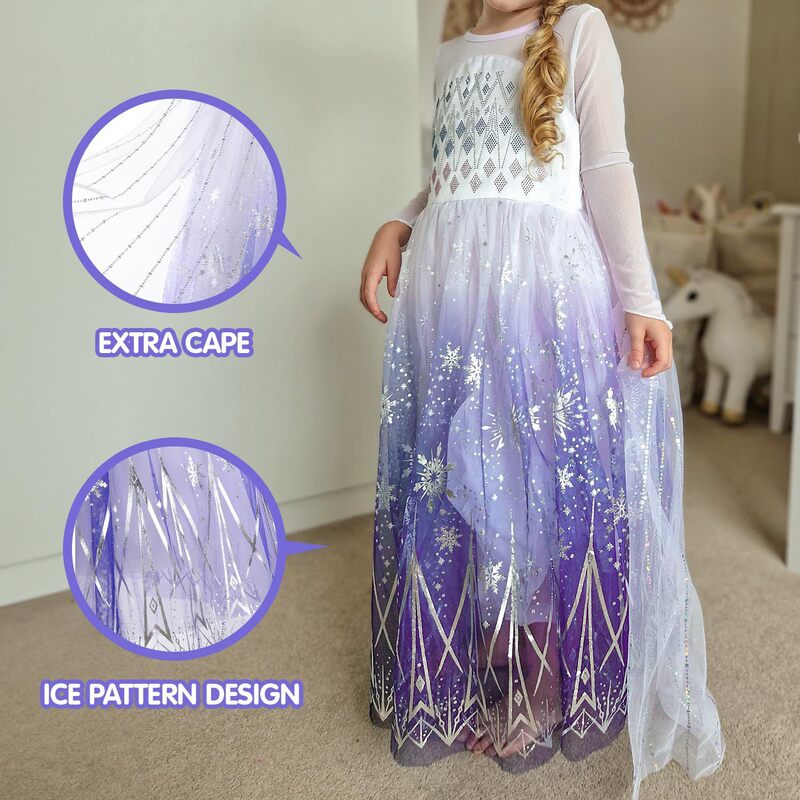外国貿易子供服発光新しいアナと雪の女王エルサプリンセスドレスハロウィンギフト LED ライトガールドレス|undefined