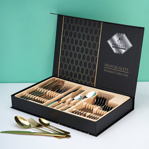 Cross-border 1010 stainless steel 4 components Amazon 24-piece gift set Western steak knife, fork and spoon