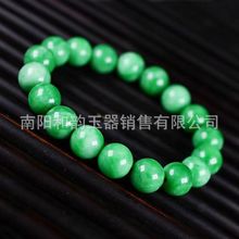 23翡翠干青手链路路通桶珠圆珠手串满绿铁龙生貔貅手链玉石手排
