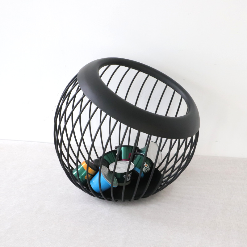 Metal large-capacity universal coffee storage basket Nordic iron capsule coffee storage basket desktop sundries storage box