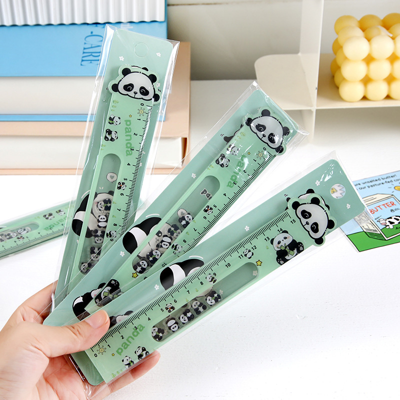 Grupo creativo niño panda regla recta regla de rotación regla de apertura de la temporada escolar regla de descompresión de alto valor facial papelería de aprendizaje especial para estudiantes primarios