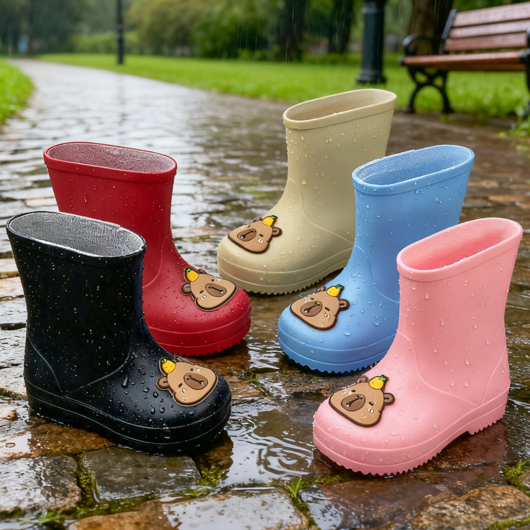 2025 New Boys and Girls Water Shoes, Big Kidsren's Rain Boots, Baby Cartoon Kidsren's Water Boots, Non-Slip Primary School Students' Rain Boots