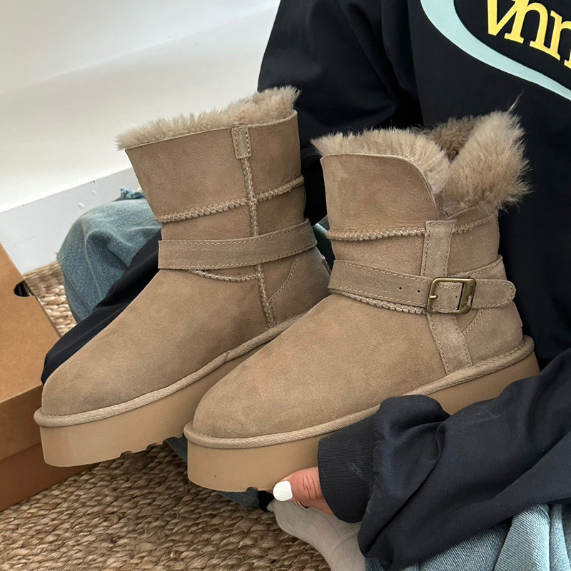 厚底皮毛一体长筒雪地靴子女冬季加厚保暖新款雪地棉靴|undefined