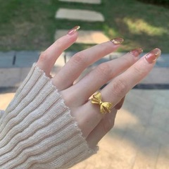 Diamond store style escaped princess butterfly bow ring for women, temperament hemp elegant Shaanxi ring, does not fade finger ring