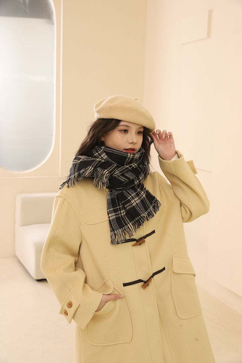 Red scarf women's winter 2024 new Korean version New Year's warm couple Christmas gift checkered pattern_voghion.com