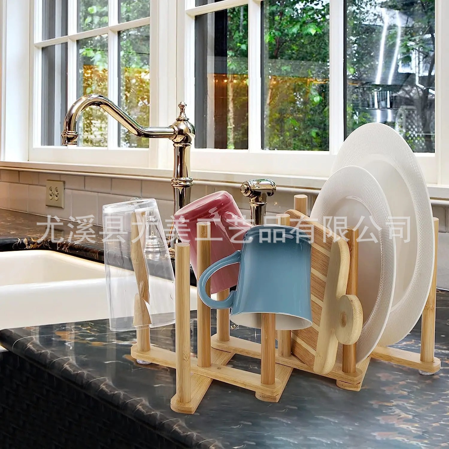 Cocina plato drenaje estante bambú plato estante