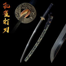 外贸批发高档手工坩埚钢乌兹日本刀一体长刀居合刀剑katana未开刃