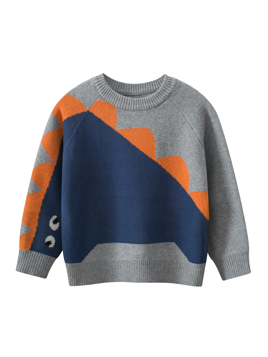 Ropa infantil transfronteriza 27kids, suéter infantil de dinosaurio para otoño e invierno 2024, ropa de punto para niños, prendas de una sola pieza, dropshipping