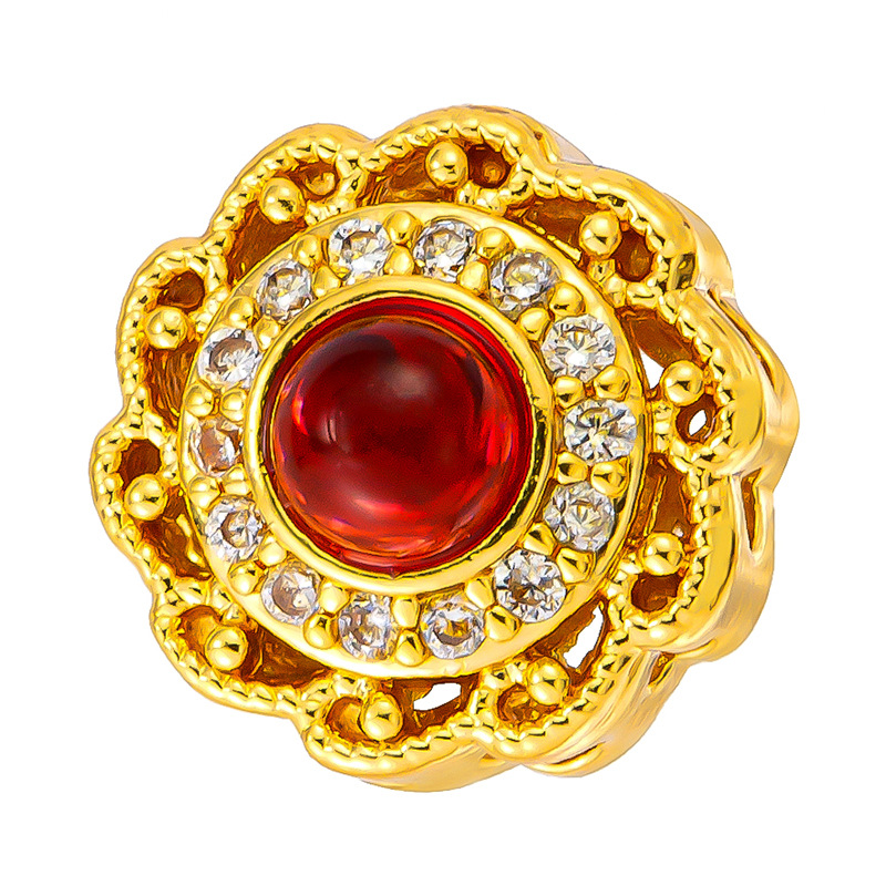 Antiguo método oro goteando aceite azul quemado colgante cuentas Dios de la riqueza atrapador de sueños flor cuentas de tambor accesorios de bricolaje joyería de transferencia