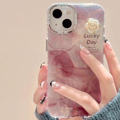暈染貝殼紋適用蘋果15promax手機殼14山茶花12立體iphone13女11潮