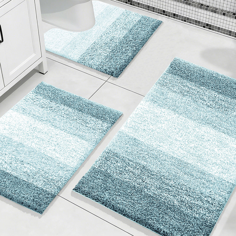 Alfombras de baño de flocado transfronterizas simples puerta de absorción de agua de tres piezas conjunto de almohadillas antideslizantes al por mayor image 11
