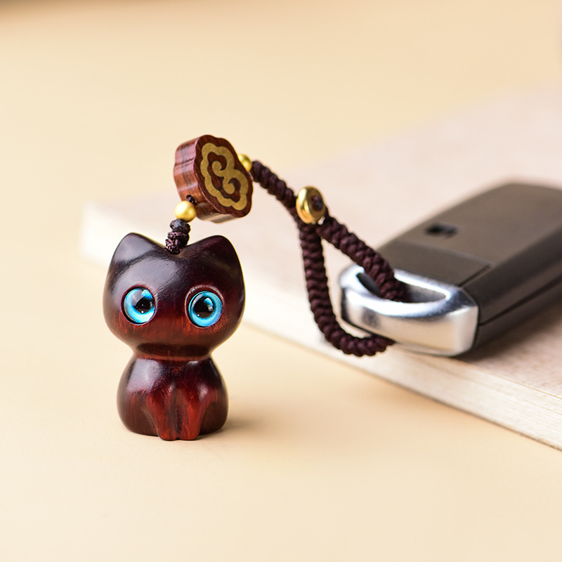 A cute cat ebony set cat car keychain cute mobile phone chain bag pendant personalized creative key