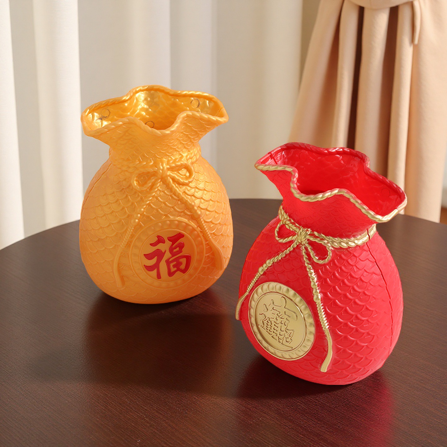 New Chinese-Style Lucky Bag Vase Wheat Ear Ornaments New Year Decoration Wealth-Attracting Housewarming Money Bag Living Room Home Flower Pot