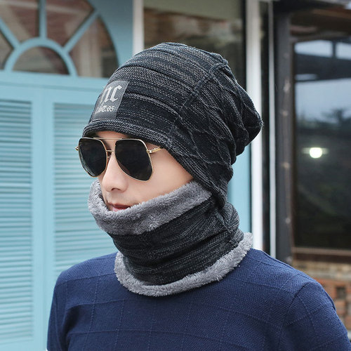 Men's winter hat Korean style knitted hat with added padding and thickness, winter and autumn head-covering hat, winter warm hat