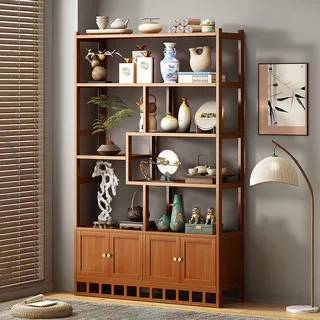 中式博古架茶室隔断多宝阁落地茶具置物架茶叶展示柜古玩摆件架子