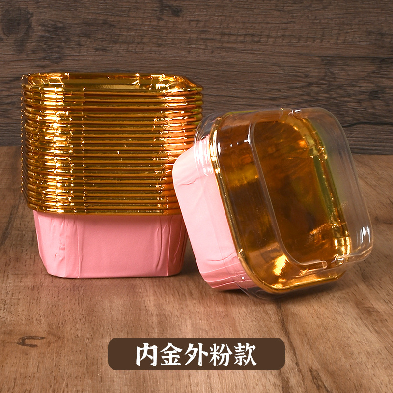 Grueso resistente a altas temperaturas cuadrado al vapor pastel muffin taza de la hornada titular papel película oro y plata rollo con tapa