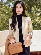 工厂西装灰色毛呢西装外套女工厂新款春秋高简单大方西服批发