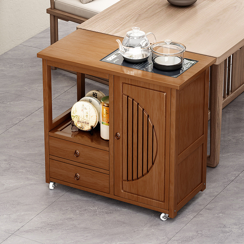 Mobile Tea Table, Small Tea Table, Household Chinese Tea Cabinet, Tea Cart, Wheeled Tea Table, Kung Fu Tea Set, Water Boiling All in One