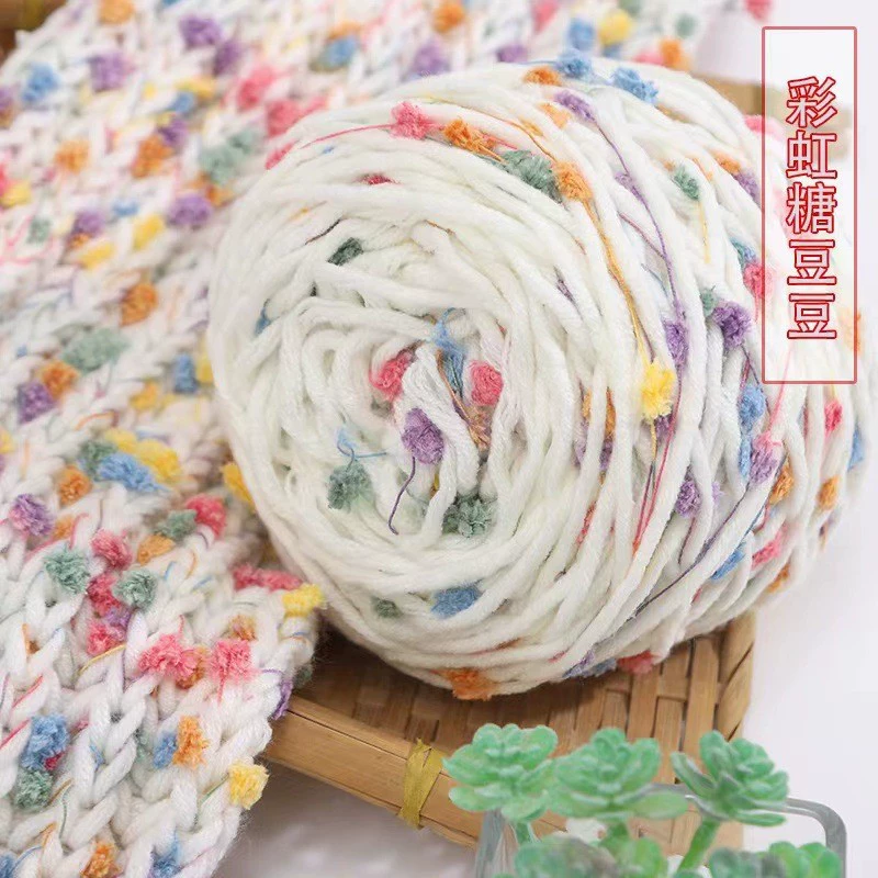 Радужные конфеты разноцветный горох линия шарф линия Чистый красный с ручным плетением мохера шарф линии производителей прямые волосы