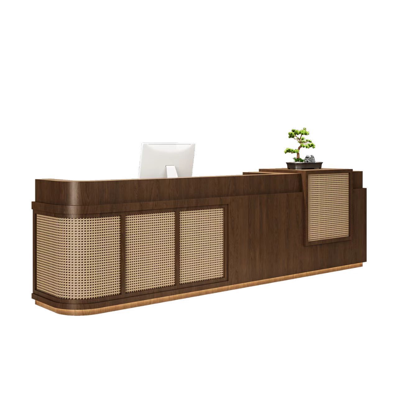 Wabi-Sabi Style Cashier Counter B&B Clothing Store Bar Simple Restaurant Service Counter Rattan Front Desk Reception Desk