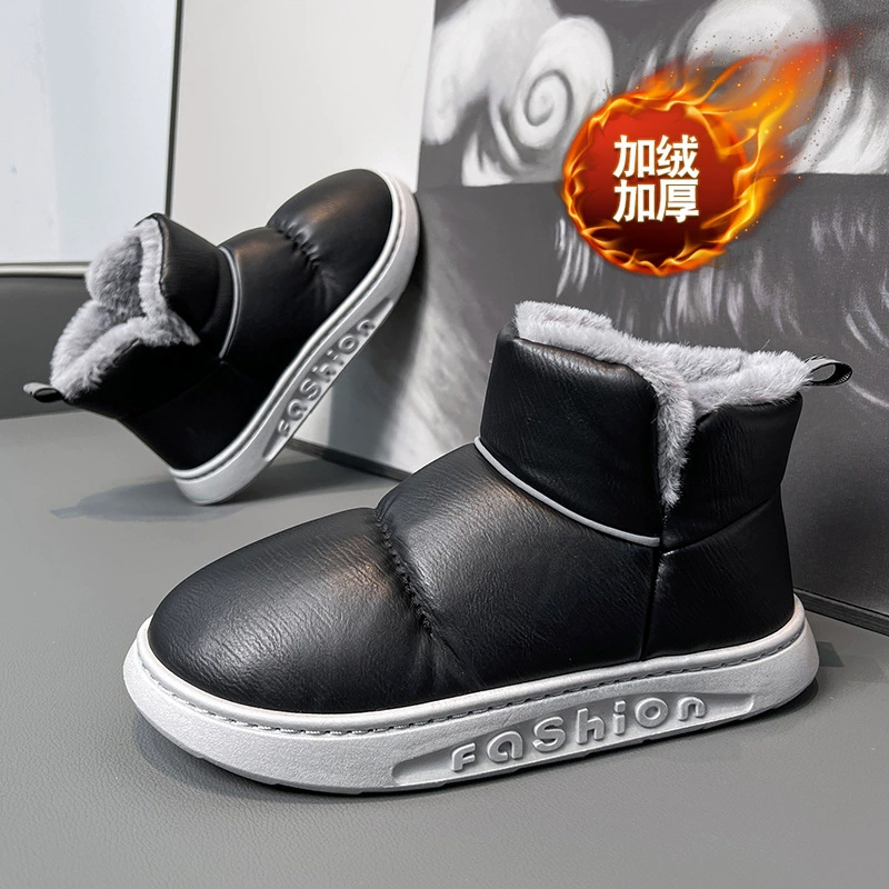 Кожаные зимние сапоги, Новые Теплые Холодостойкие хлопчатобумажные ботинки на толстой подошве на флисовой подкладке, модная универсальная мужская обувь Xu Heng