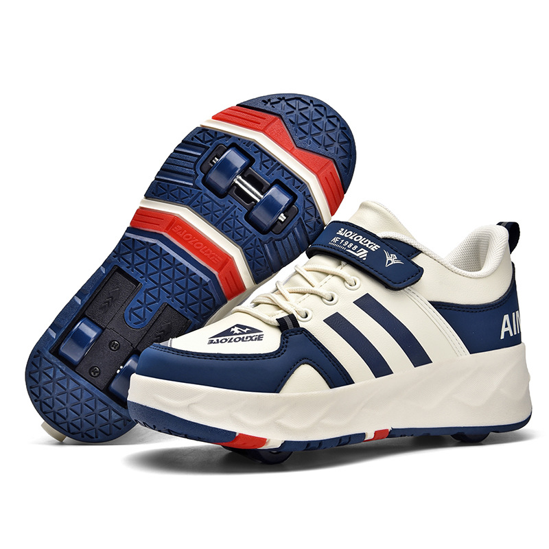 New heloo shoes four-wheel skating shoes for boys and children shoes with wheels for girls skating shoes