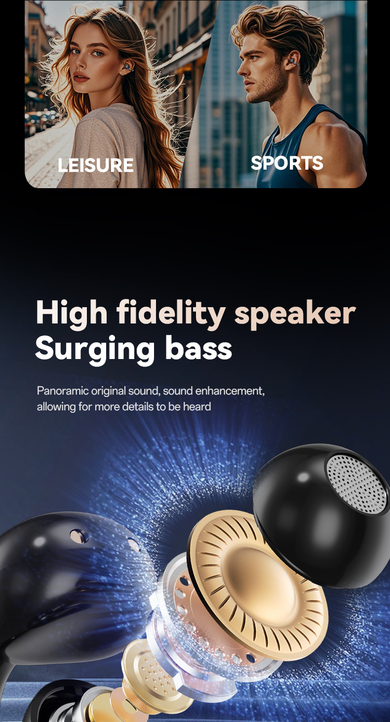 Ai Smart Wireless Bluetooth Ear Clip Headphones Colour Display_voghion.com