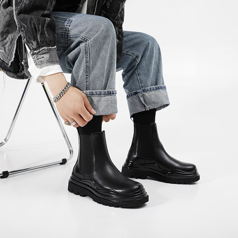 2022 High-top Fashion All-match Martin Boots British Minimalist Chelsea Boots Soft Sole Comfortable Workwear Smoke Boots
