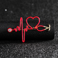 歐美飾品創意心電圖合金胸針卡通系列別針聽診器個性胸花廠家批發