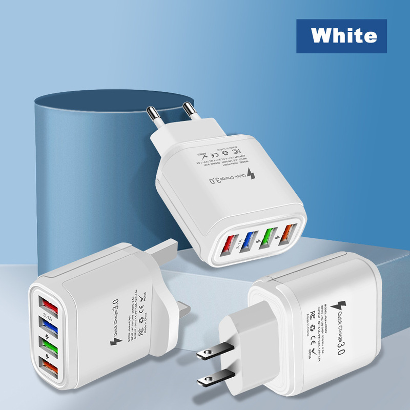 5V3.1A mobile phone charger color side 4USB American regulations European regulations British regulations multi-port mobile phone travel charging head