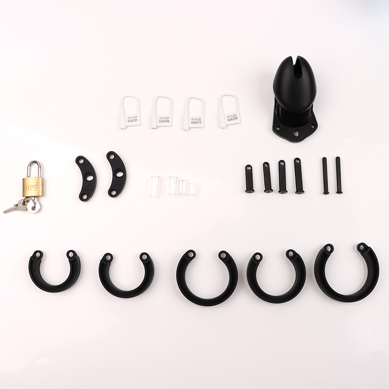 Male Chastity Cage Lock, Silicone Birdcage Short Design, Adult Training Device — detail image 2