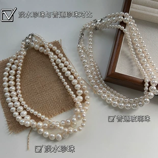 Колье из натурального пресноводного жемчуга круглый жемчуг серебряная застёжка 925