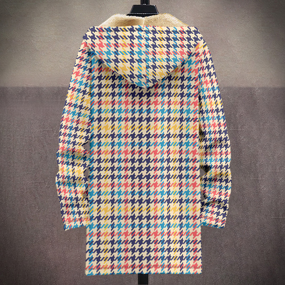 New men's multi pattern cotton jacket with plush insulation 3D printed hooded cardigan zipper pocket thickened British_voghion.com