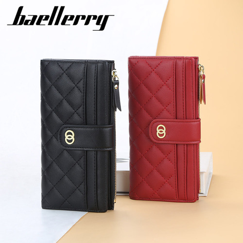 New Korean style rhombus multi-card slot women's wallet long buckle mobile phone bag fashionable multi-functional clutch bag