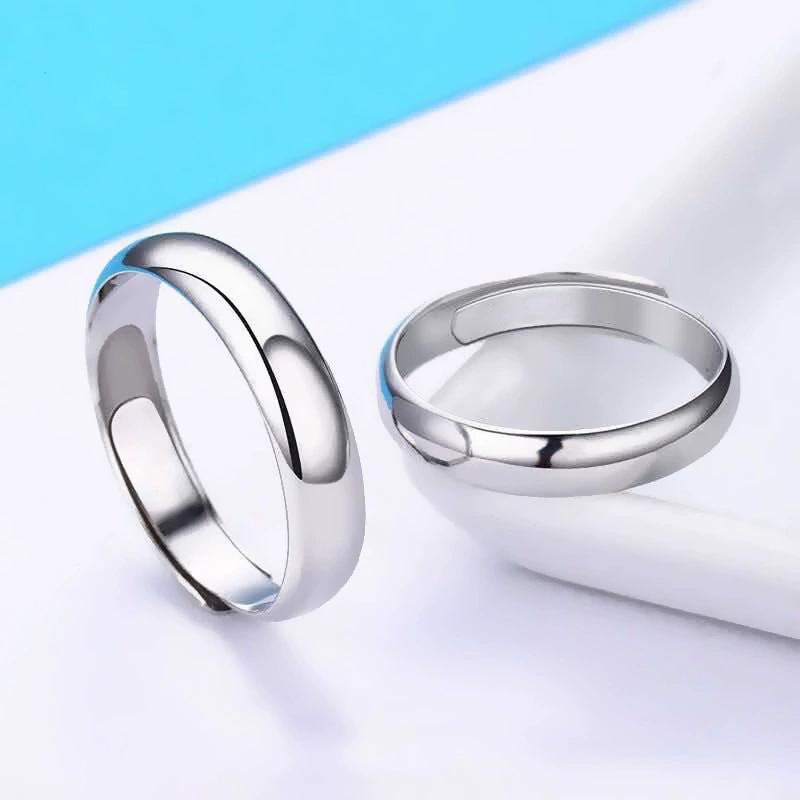 Посеребренное глянцевое кольцо-полоска для женщин, открытое регулируемое кольцо, простое кольцо, низкая цена, оптовая поставка