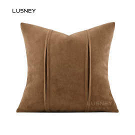 高端酒店样板间沙发抱枕客厅橘橙咖色进口鹿皮绒靠垫方形靠枕套