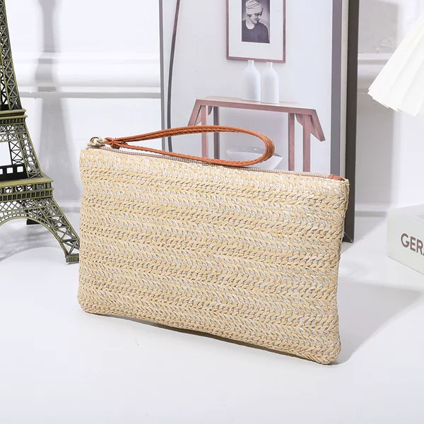 Amazon's Best-Selling Women's Casual Travel Straw Bag, Fashionable, Simple, Large-Capacity, Medium-Length Wallet, Portable