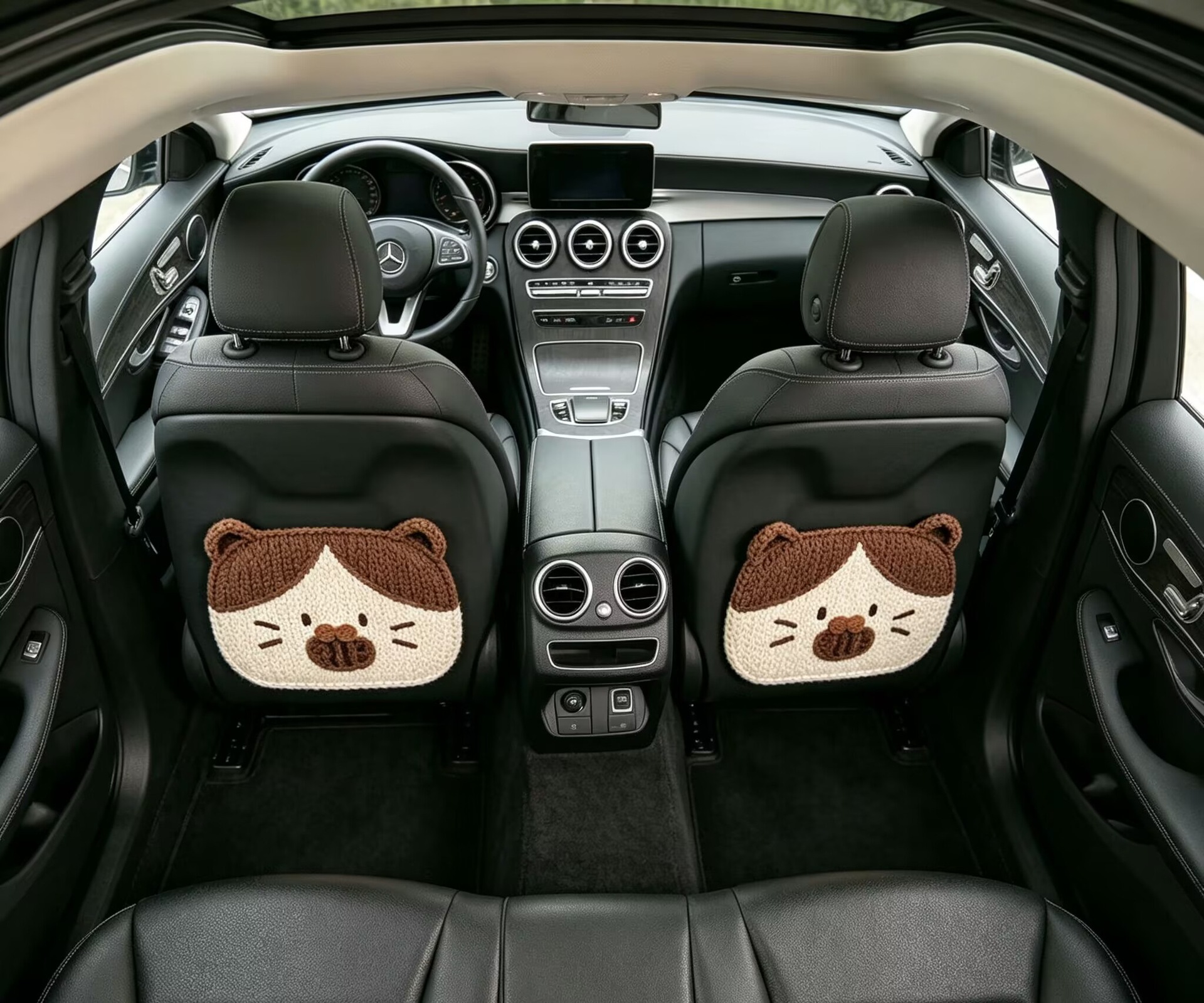 3D Printed Cute Cartoon Car Seat Back Anti-Kick Pad, Car Seat Back Anti-Dirt Pad, Bear, Cat, Crocodile