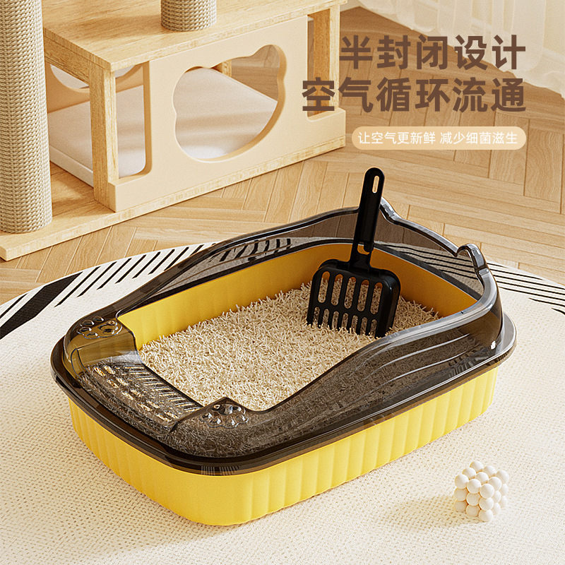 Cat Litter Box Extra Large Cat Cleaning Cat Toilet Pet Supplies Cat Litter Box Widened and Heightened Splash-Proof Semi-Enclosed