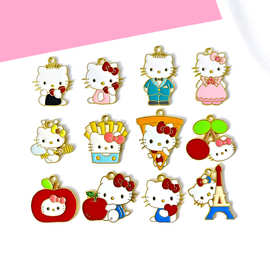 三丽鸥凯蒂猫KT猫吊坠diy合金滴油配饰项链包钥匙扣手链耳环挂件