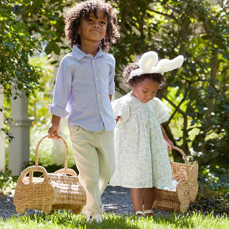Transfronterizos artesanal de paja de caña canasta de flores portátil canasta de flores creativa canasta de picnic canasta de juguetes de peluche para niños