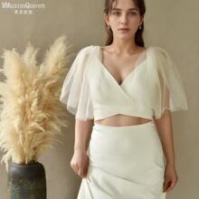 曼真一对韩式优雅时尚百搭软网披肩纱可拆卸遮肉新娘礼服配饰VG40
