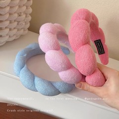 女性用キャンディーカラークラウドヘアバンド2025新しいスタイルのハイヘッドヘアバンドル、ハイエンドで多用途なヘアバンド、エレガントなヘアピンヘッドバンド